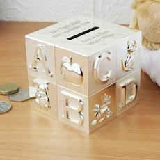 Engraved Silver Plated ABC Money Box