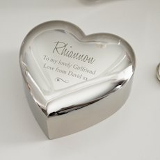 Personalised Any Message Swirls & Hearts Heart Trinket Box