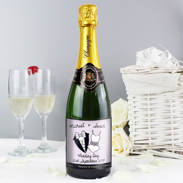 Personalised Dotty Wedding Champagne Bottle | SpecialMoment.co.uk
