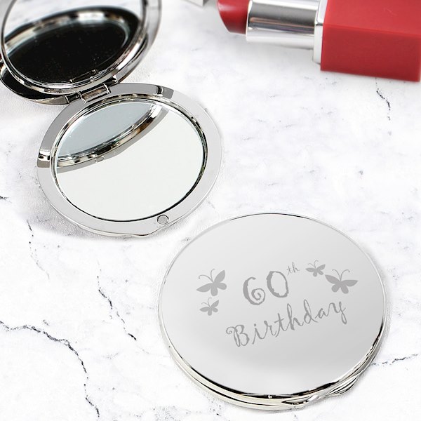 60th Butterfly Round Compact Mirror