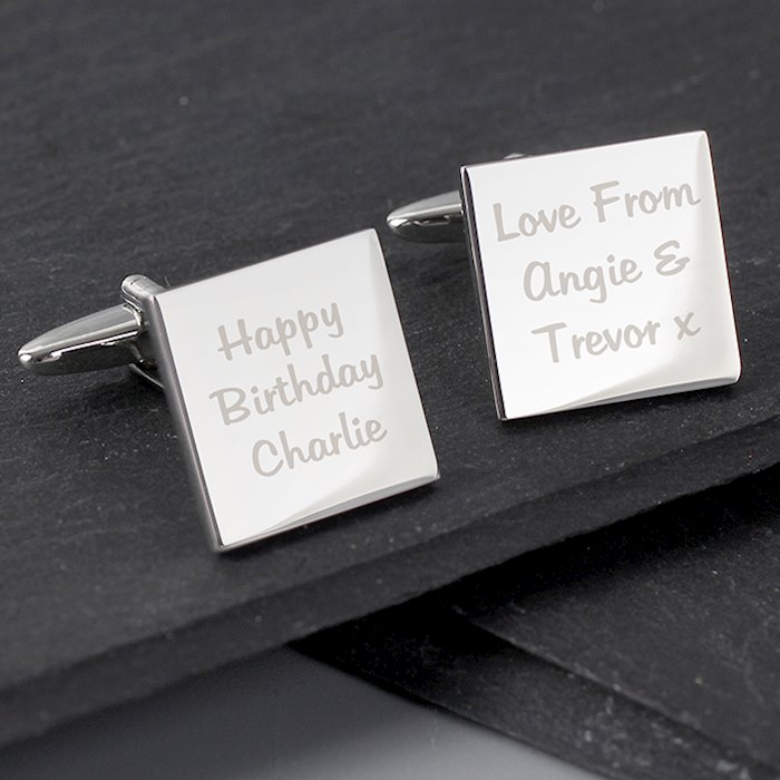 Personalised Any Message Square Cufflinks - 3 lines