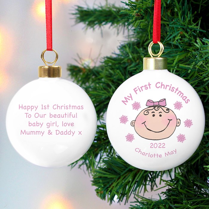 Personalised Baby Girl My First Christmas Bauble