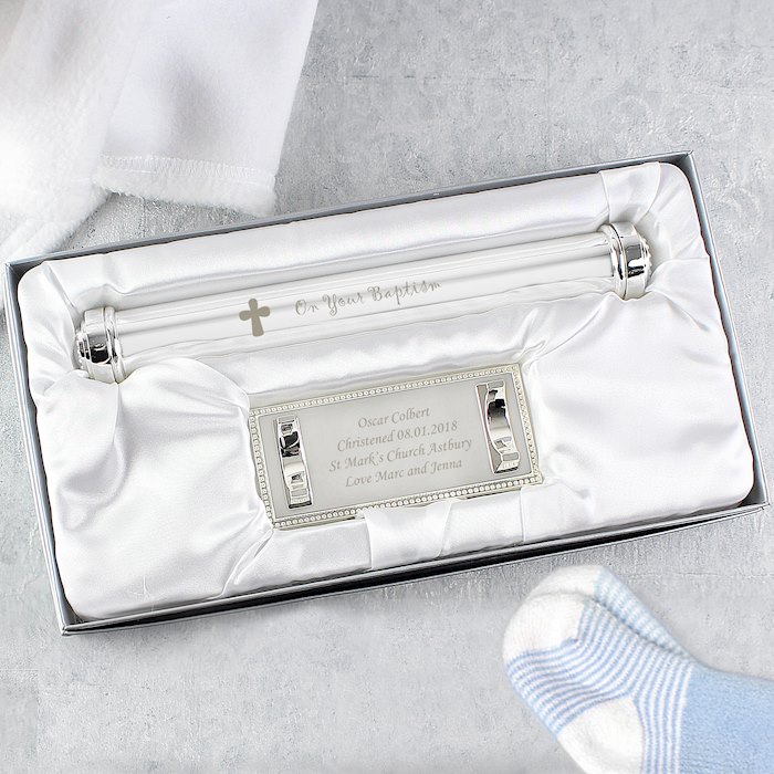 Personalised Baptism Silver Plated Certificate Holder SpecialMoment.co.uk