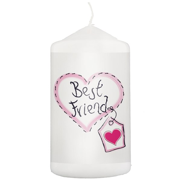 Best Friend Heart Stitch Pillar Candle