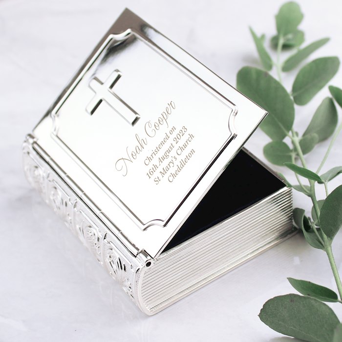 Personalised Bible Trinket Box, Christening/Holy Communion Gift
