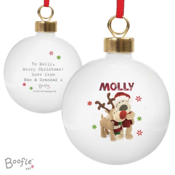 Personalised Boofle Christmas Reindeer Bauble SpecialMoment Co Uk