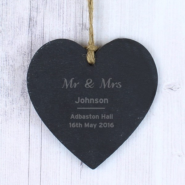 Personalised Classic Small Slate Heart Decoration