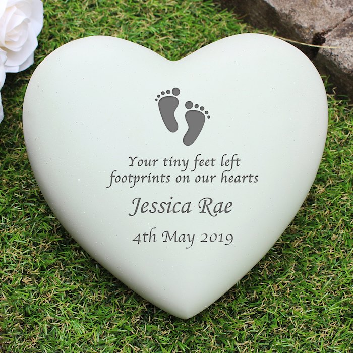 Personalised Footprints Heart Memorial