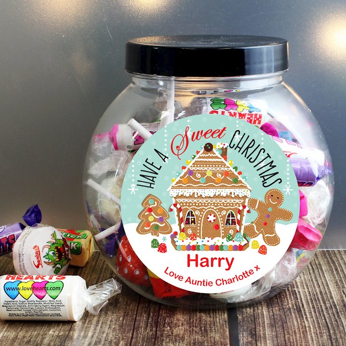 Personalised Gingerbread House Sweet Jar