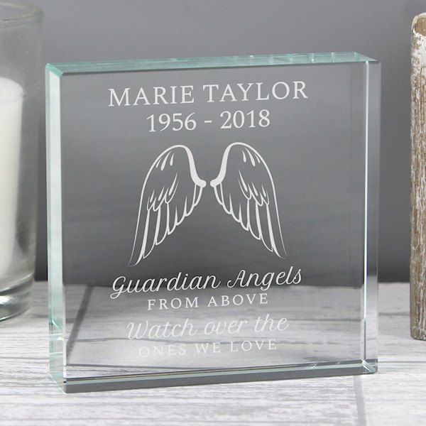 Personalised Guardian Angel Wings Crystal Token