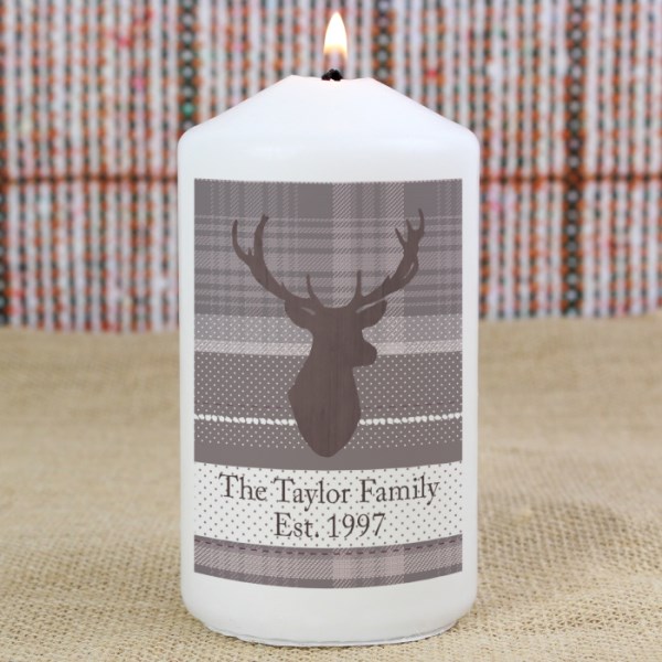 Personalised Highland Stag Pillar Candle