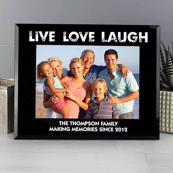Live Love Laugh Black Glass 7x5 Photo Frame SpecialMoment.co.uk