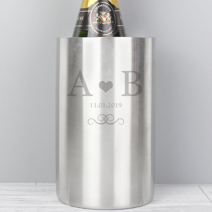 Personalised Monogram Stainless Steel Wine Cooler SpecialMoment.co.uk