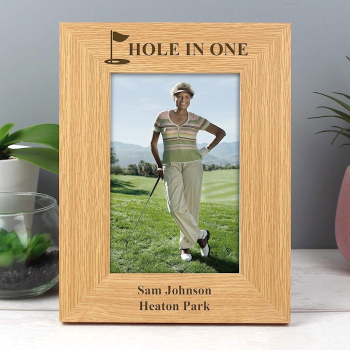 Personalised Oak Finish 4x6 Golf Photo Frame