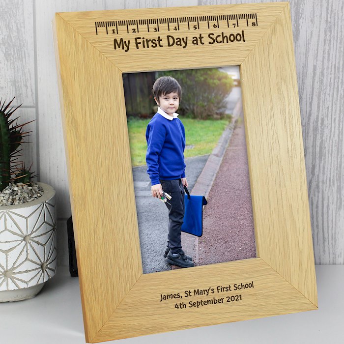 Personalised Oak Finish 4x6 My First Day At School Photo Frame