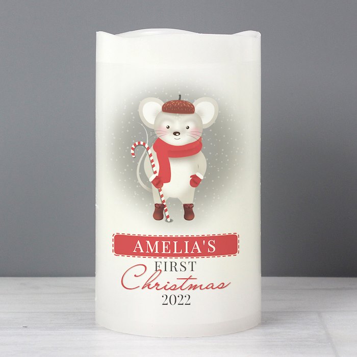 Personalised '1st Christmas' Mouse Night Light LED Candle