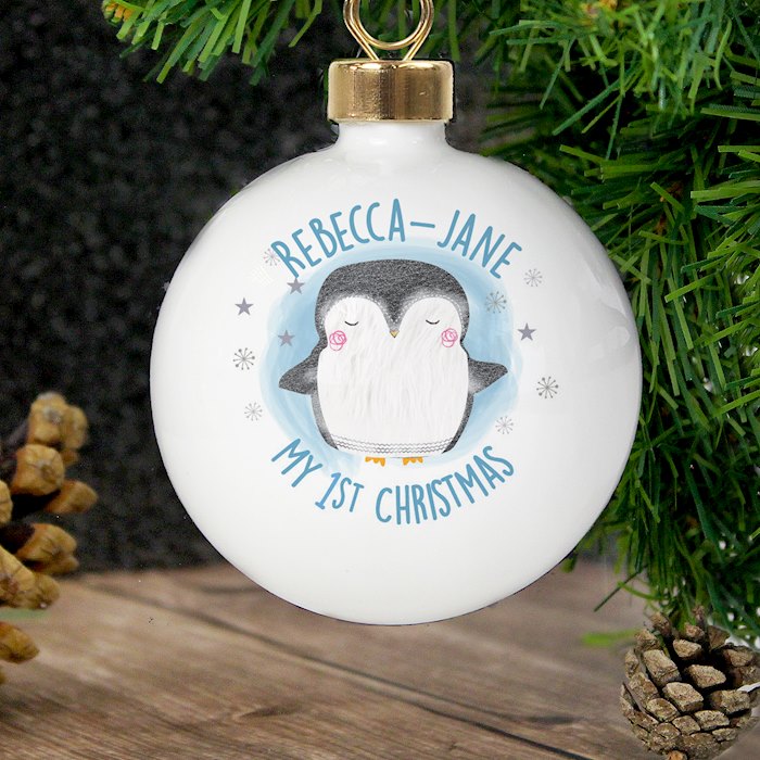 Personalised 1st Christmas Penguin Bauble