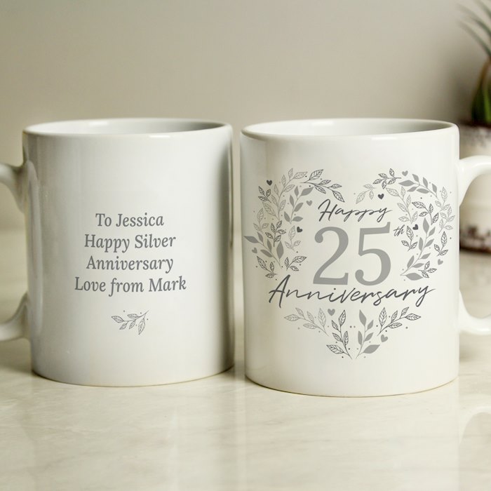 Personalised 25th Silver Wedding Anniversary Mug