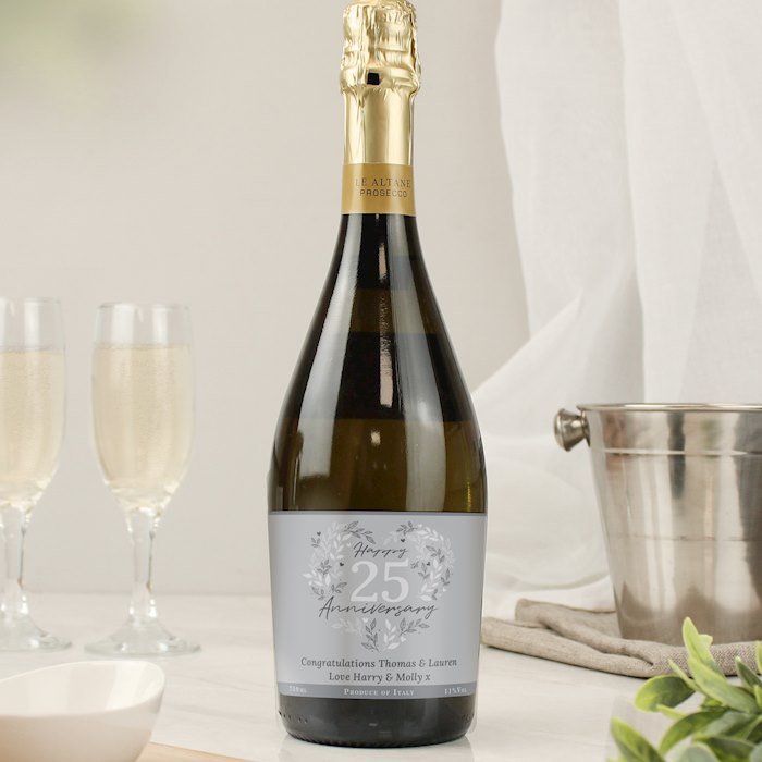 Personalised 25th Silver Wedding Anniversary Prosecco