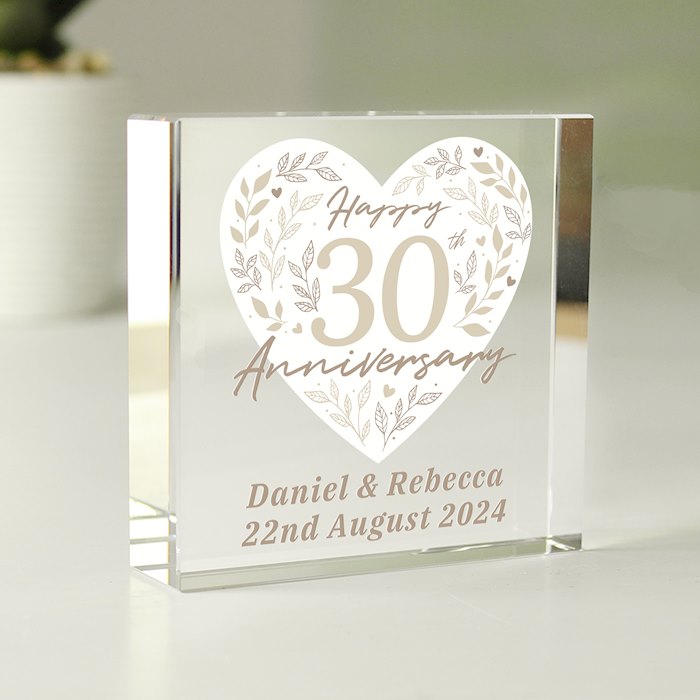 Personalised 30th Pearl Wedding Anniversary Crystal Token