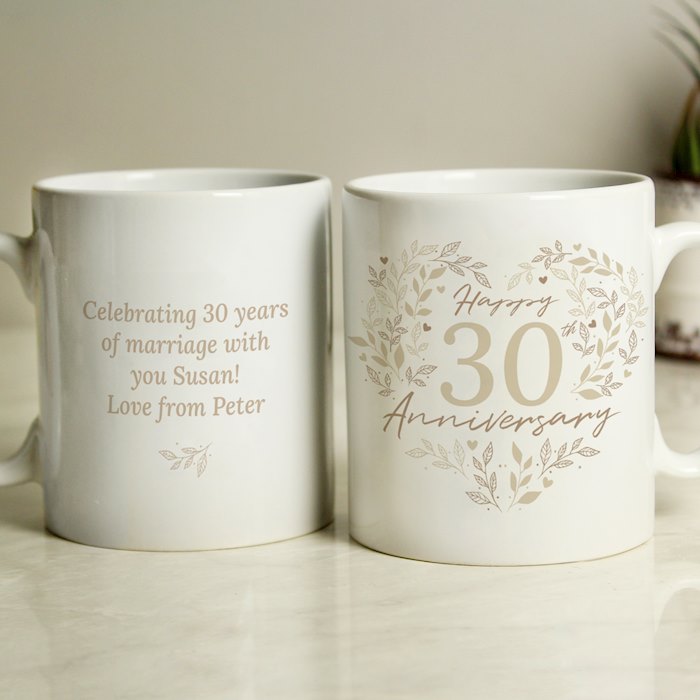 Personalised 30th Pearl Wedding Anniversary Mug