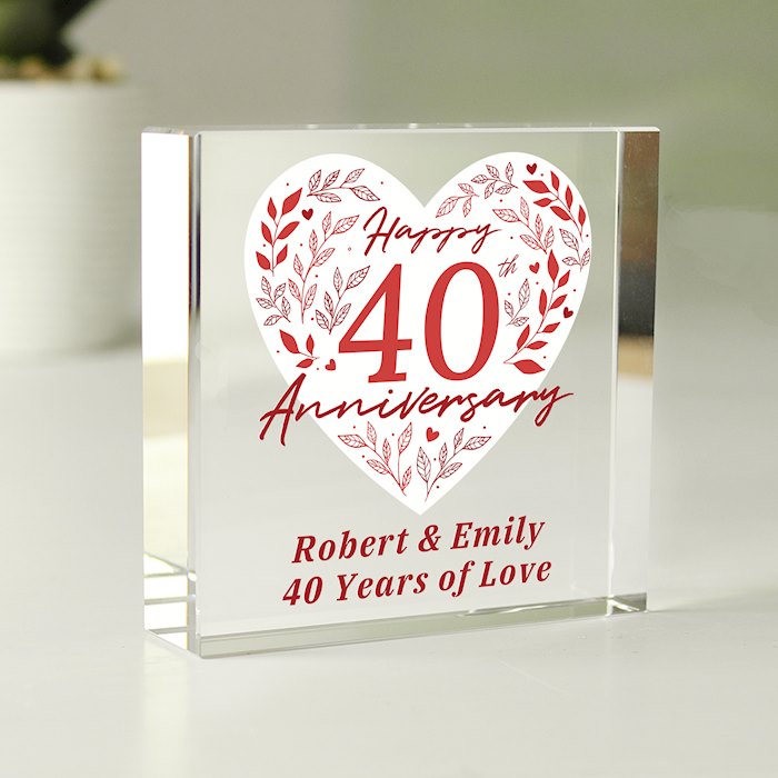 Personalised 40th Ruby Wedding Anniversary Crystal Token