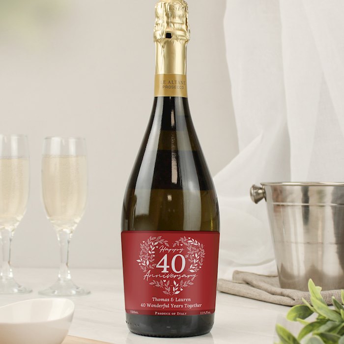 Personalised 40th Ruby Wedding Anniversary Prosecco