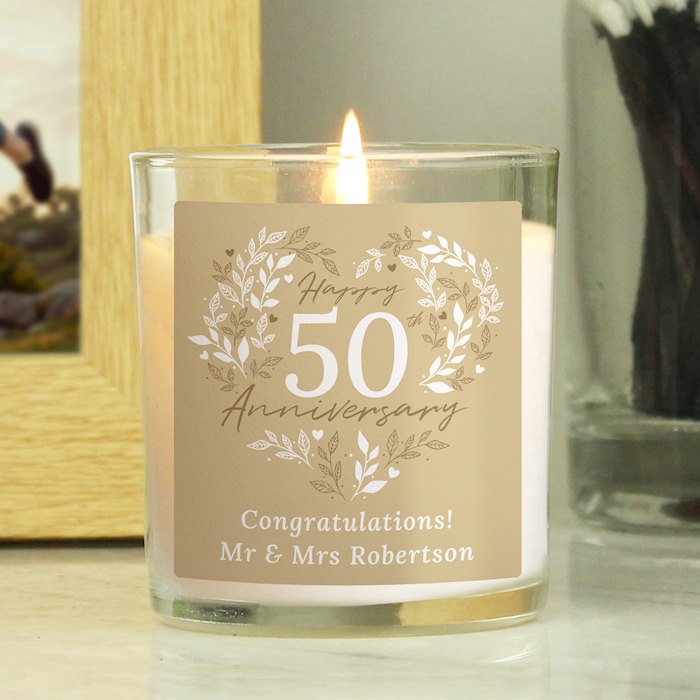 Personalised 50th Golden Wedding Anniversary Candle Jar