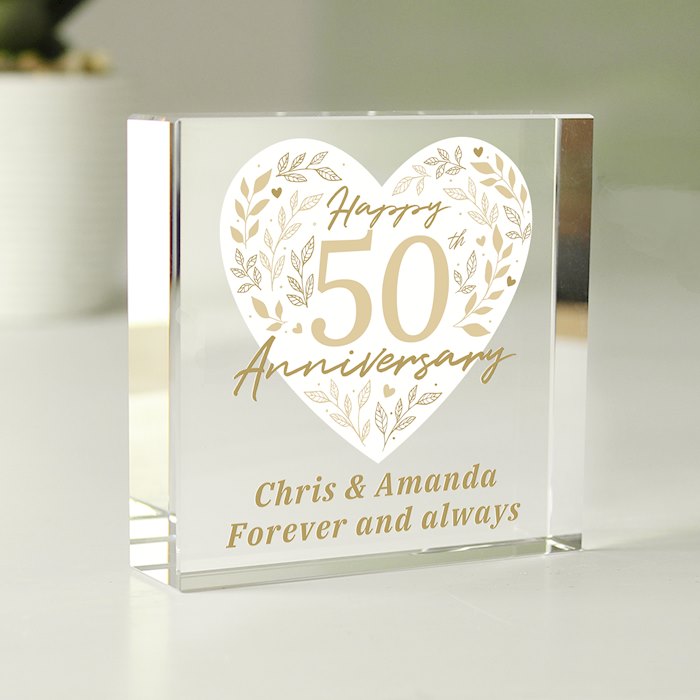 Personalised 50th Golden Wedding Anniversary Crystal Token