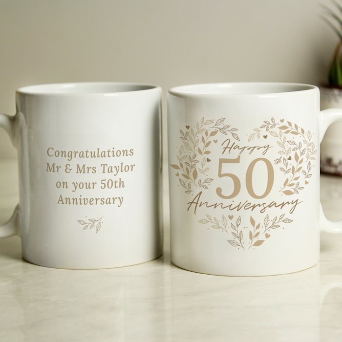 Personalised 50th Golden Wedding Anniversary Mug