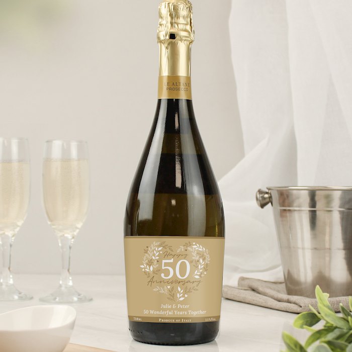 Personalised 50th Golden Wedding Anniversary Prosecco