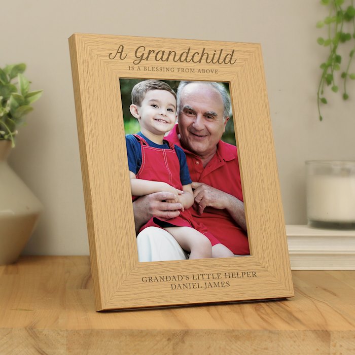 Personalised 'A Grandchild is a Blessing' 7x5 Wooden Photo Frame