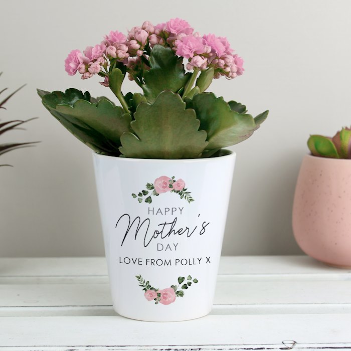 Personalised Abstract Rose Happy Mothers Day Plant Pot