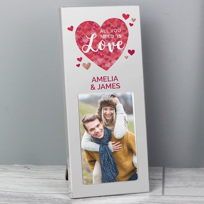 Personalised 'All You Need is Love' Confetti Hearts 3x2 Photo Frame