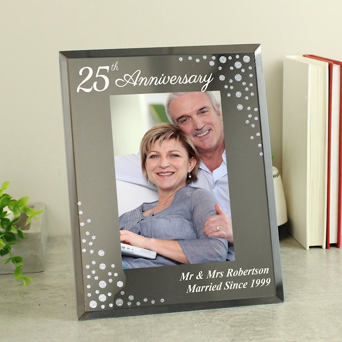 Personalised Anniversary 6x4 Diamante Glass Photo Frame