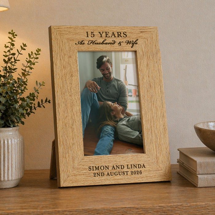 Personalised Anniversary 6x4 Wooden Photo Frame