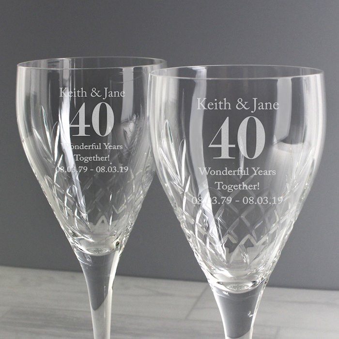 Personalised Anniversary Pair of Crystal Wine Glasses