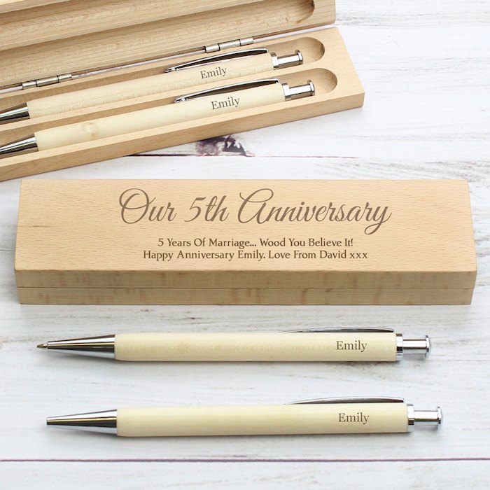 Personalised Any Message Wooden Pen Pencil Box Set SpecialMoment