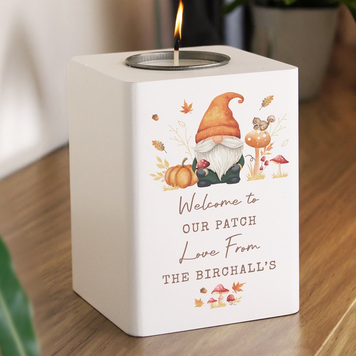Personalised Autumn Gonk Tealight Holder