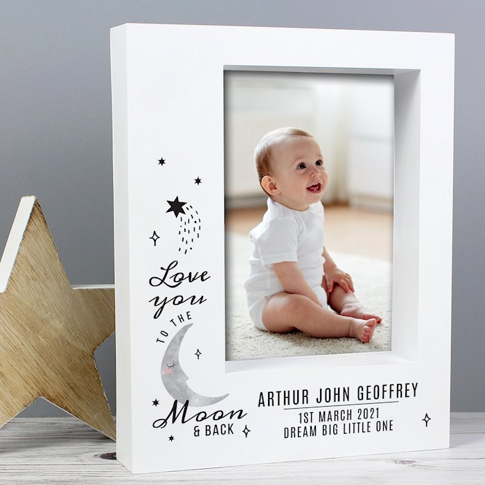 Personalised Baby To The Moon and Back 5x7 Box Photo Frame