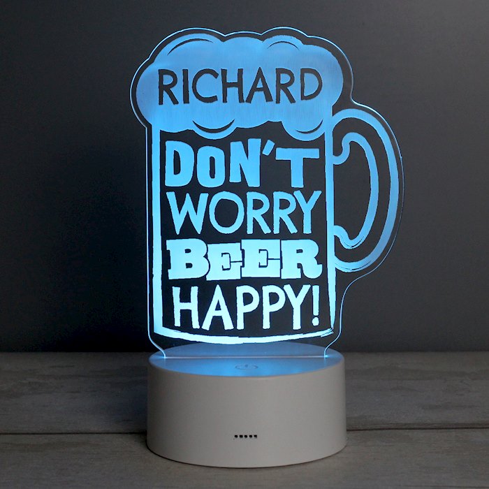 Personalised "Beer Happy"  LED Colour Changing Light