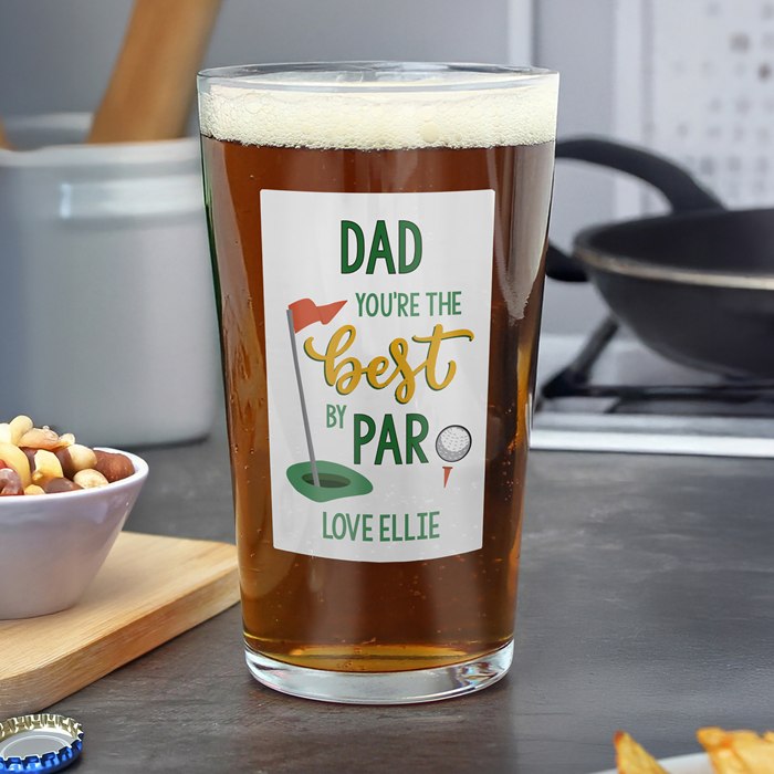 Personalised Best By Par Printed Beer Glass