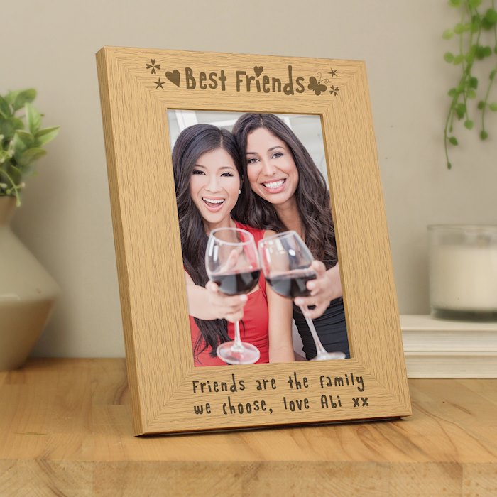 Personalised Best Friends 5x7 Oak Finish Photo Frame