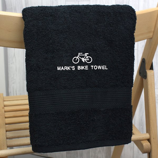 Personalised Bicycle Black Hand Towel 