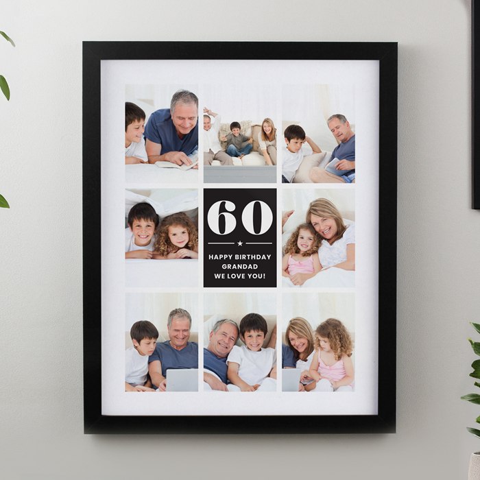 Personalised Big Number Multi Photo Upload Black Poster Frame