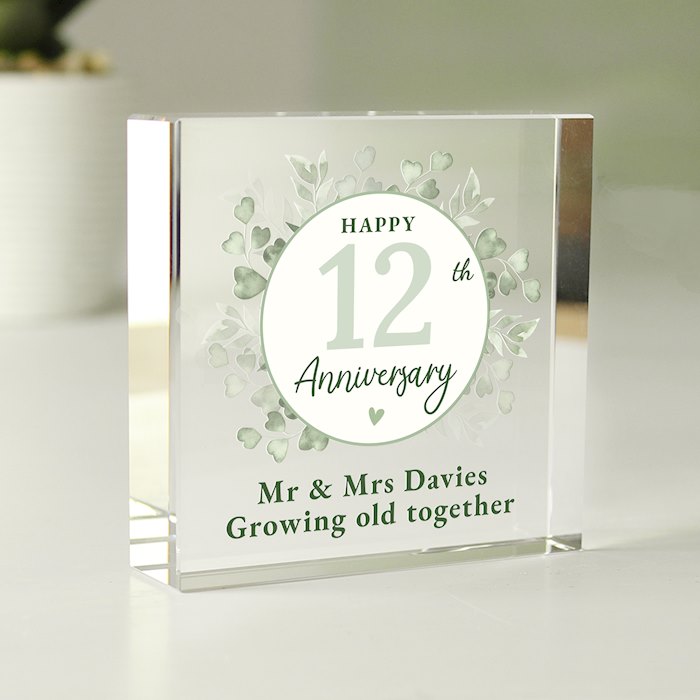 Personalised Botanical Anniversary Crystal Token