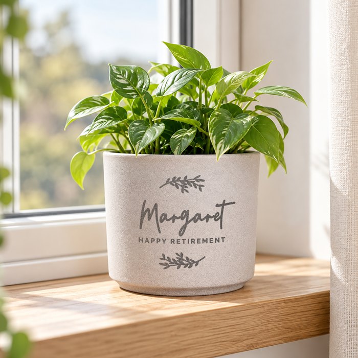 Personalised Botanical Flecked Plant Pot