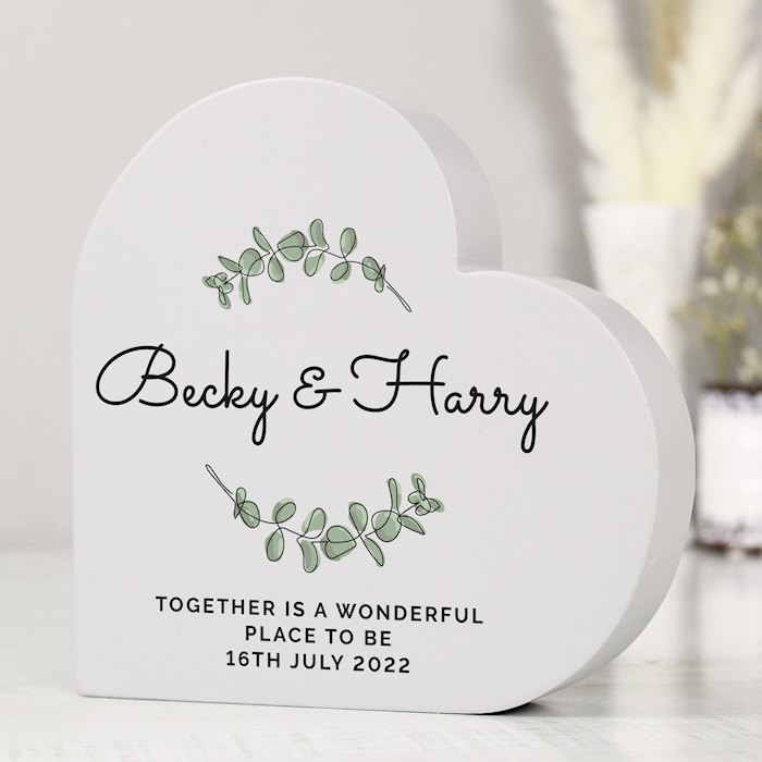 Personalised Botanical Free Standing Heart Ornament