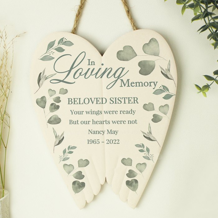 Personalised Botanical In Loving Memory Ceramic Wings