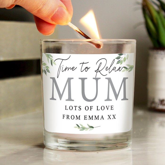 Personalised Botanical Leaves Scented Jar Candle